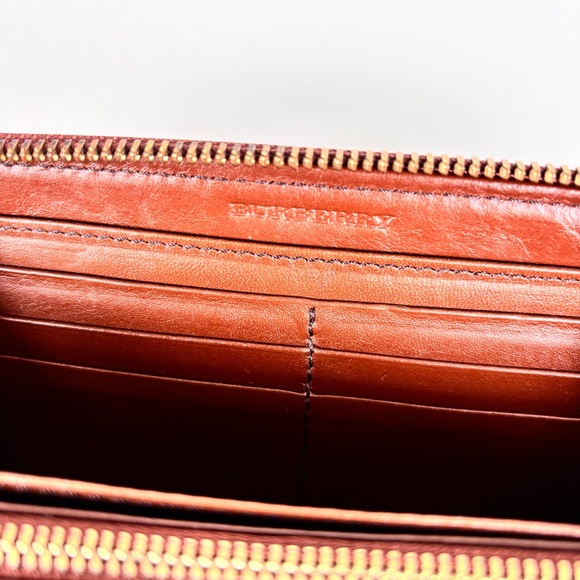 Burberry Brown Beige Fabric and Leather Leighton Continental Wallet Authentic - Picture 8 of 13